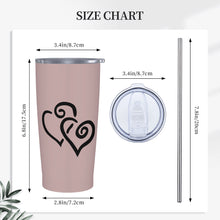 Load image into Gallery viewer, Ti Amo I love you - Exclusive Brand - Thatch - Double Black Heart - 20oz Stainless Steel Straw Lid Cup
