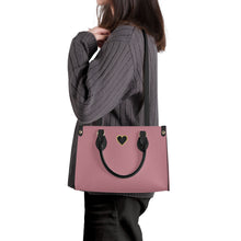 Load image into Gallery viewer, Ti Amo I love you - Exclusive Brand - Old Rose 2 - Luxury Womens PU Tote Bag - Black Straps
