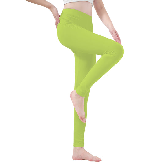 Ti Amo I love you - Exclusive Brand - Yellow Green - White Daisy - Yoga Leggings - Sizes XS-3XL