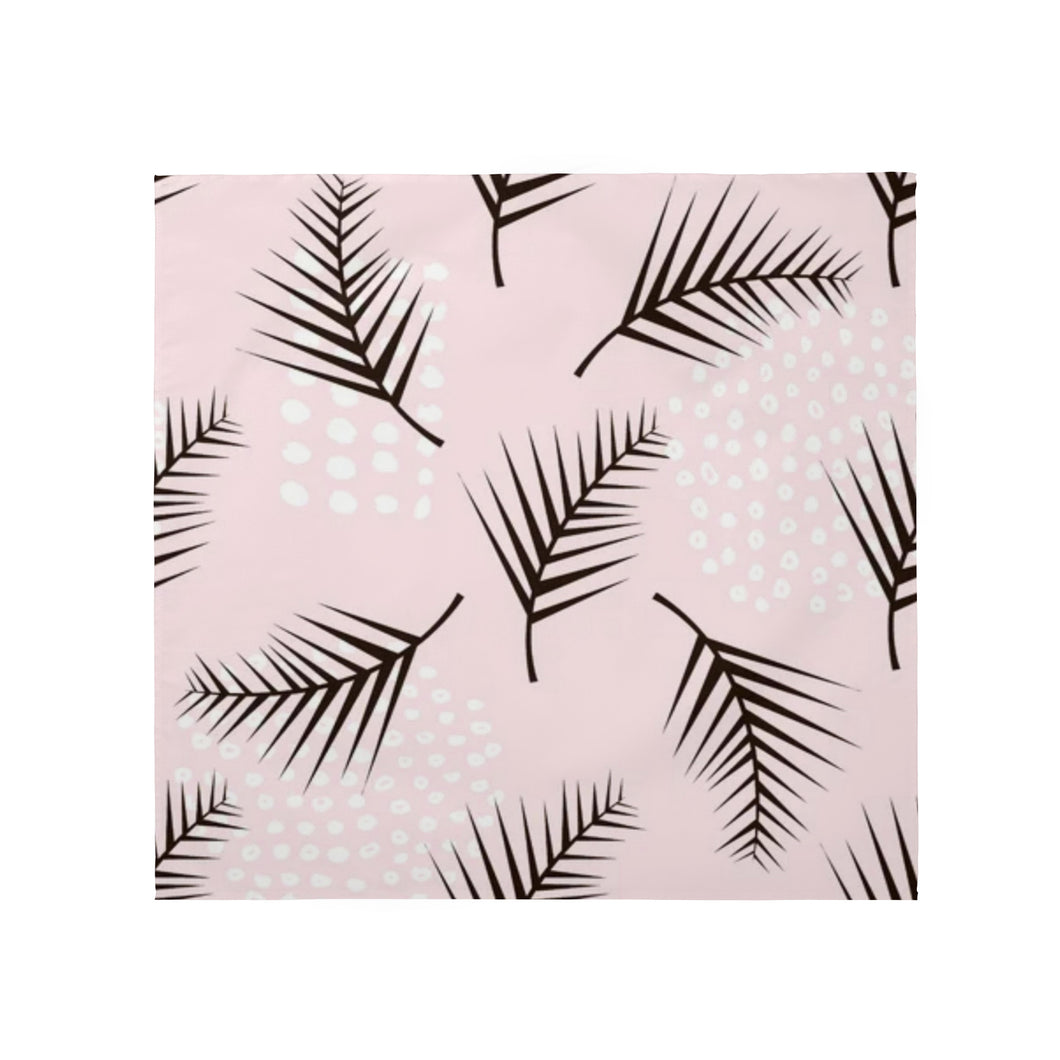 Ti Amo I love you - Exclusive Brand  - Oyster Pink - Black Leaf & White Dots  Silk Scarf