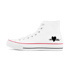 Load image into Gallery viewer, Ti Amo I love you - Exclusive Brand - White - Black Heart - High Top Canvas Shoes - White  Soles
