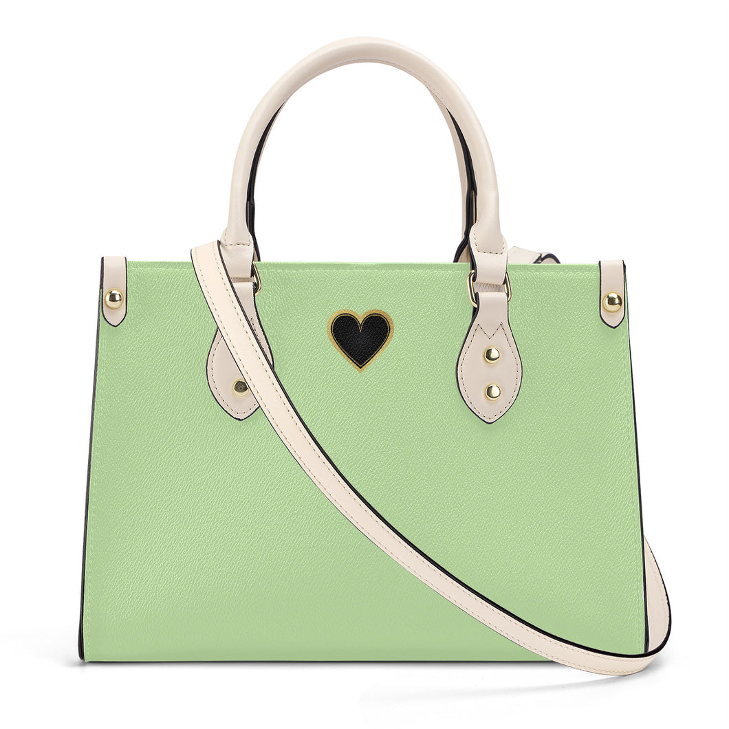 Ti Amo I love you - Exclusive Brand - Pixie Green - Luxury Womens PU Tote Bag - Cream Straps