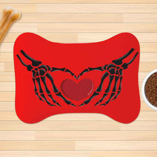 Ti Amo I love you - Exclusive Brand - Red - Skeleton Hands with Heart  - Big Paws Pet Rug