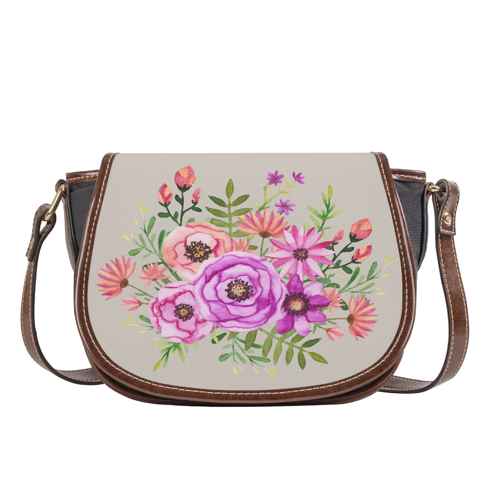 Ti Amo I love you - Exclusive Brand - Swirl - Pink Floral -  Saddle Bag