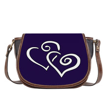 Load image into Gallery viewer, Ti Amo I love you - Exclusive Brand - Dark Indigo - Double White Heart - Saddle Bag
