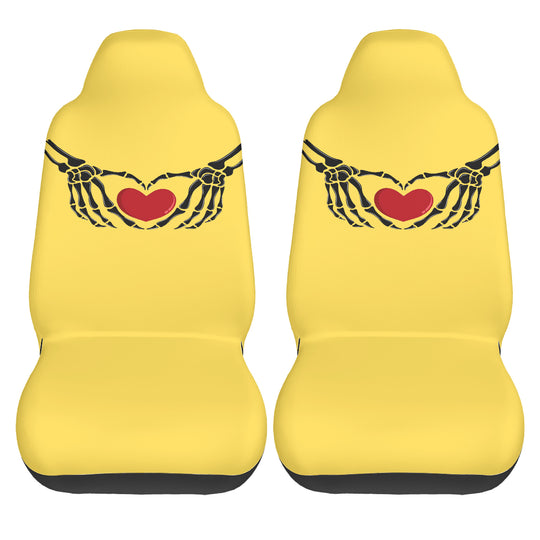 Ti Amo I love you - Exclusive Brand - Mustard Yellow - Skeleton Hands with Hearts  - New Car Seat Covers (Double)