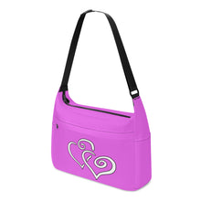 Load image into Gallery viewer, Ti Amo I love you - Exclusive Brand - Deep Lavender Magenta- Double White Heart - Journey Computer Shoulder Bag
