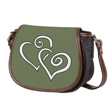 Load image into Gallery viewer, Ti Amo I love you - Exclusive Brand - Ash Olive - Double White Heart - Saddle Bag
