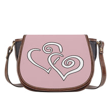 Load image into Gallery viewer, Ti Amo I love you - Exclusive Brand - Pinkish Grey - Double White Heart - Saddle Bag
