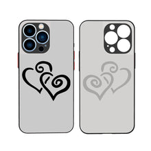 Load image into Gallery viewer, Ti Amo I love you - Exclusive Brand  - Silver - Double Black Heart -  iPhone 13 Matte Back with Soft Texture Edge Case (3 cameras)
