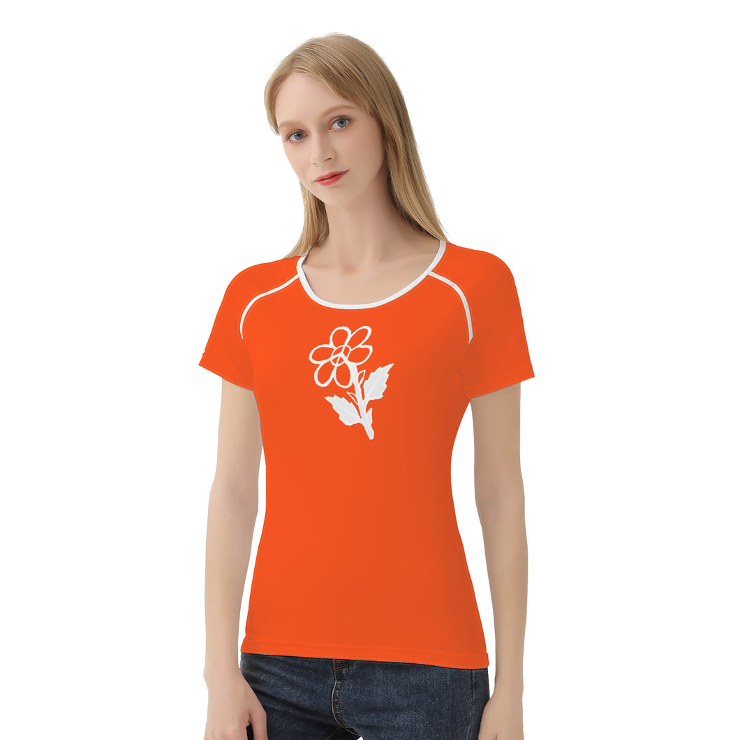 Ti Amo I love you - Exclusive Brand  - Orange - White Daisy - Women's T shirt