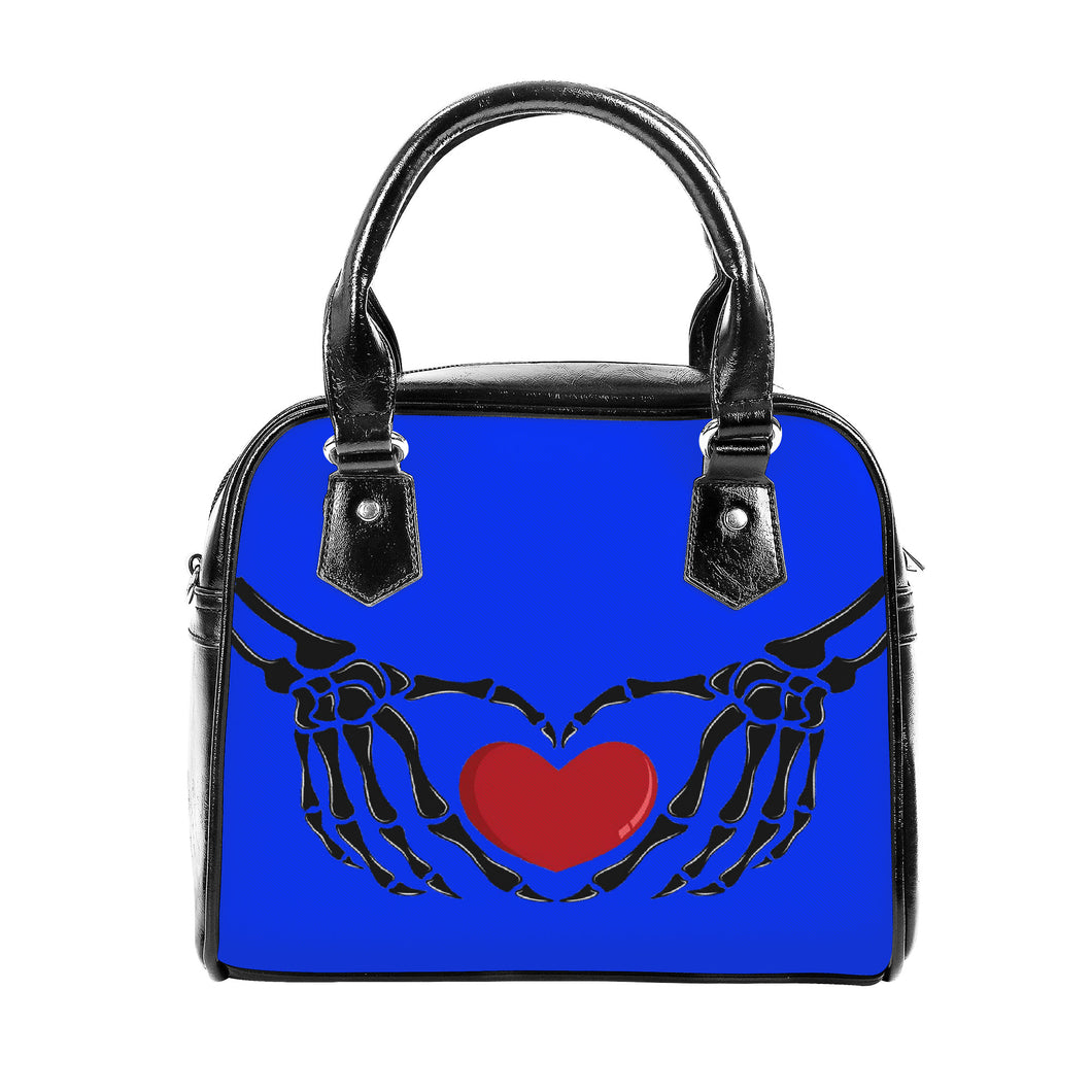 Ti Amo I love you  - Exclusive Brand  - Blue Blue Eyes - Skeleton Hands with Heart - Shoulder Handbag