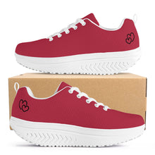 Load image into Gallery viewer, Ti Amo I love you - Exclusive Brand - Brick Red - Double Black Heart - Womens Mesh Heightening Shake Wedge Platform Shoes
