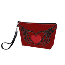 Load image into Gallery viewer, Ti Amo I love you - Exclusive Brand - Dark Burgundy - Skeleton Hands with Heart - Sling Cosmetic Bag
