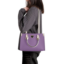 Load image into Gallery viewer, Ti Amo I love you - Exclusive Brand -Dark Lilac - Luxury Womens PU Tote Bag - Cream Straps
