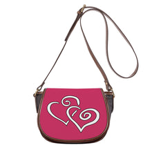 Load image into Gallery viewer, Ti Amo I love you - Exclusive Brand - Deep Rose  - Double White Heart - Saddle Bag
