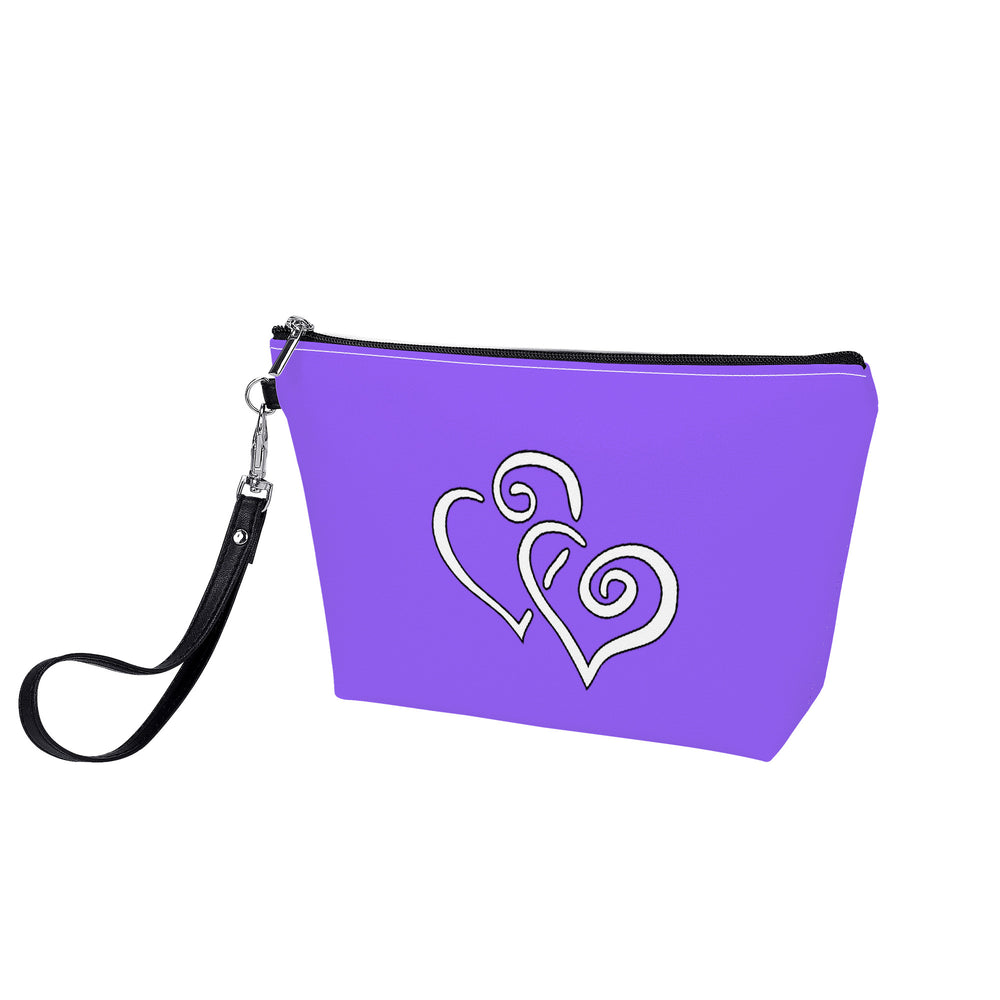 Ti Amo I love you- Exclusive Brand - Heliotrope 3 - Double White Heart - Sling Cosmetic Bag