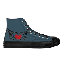 Load image into Gallery viewer, Ti Amo I love you - Exclusive Brand - Fiord - Skeleton Hands with Heart - High Top Canvas Shoes - Black  Soles
