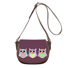 Load image into Gallery viewer, Ti Amo I love you - Exclusive Brand - Brownish Purple - 3 Owls -  Saddle Bag
