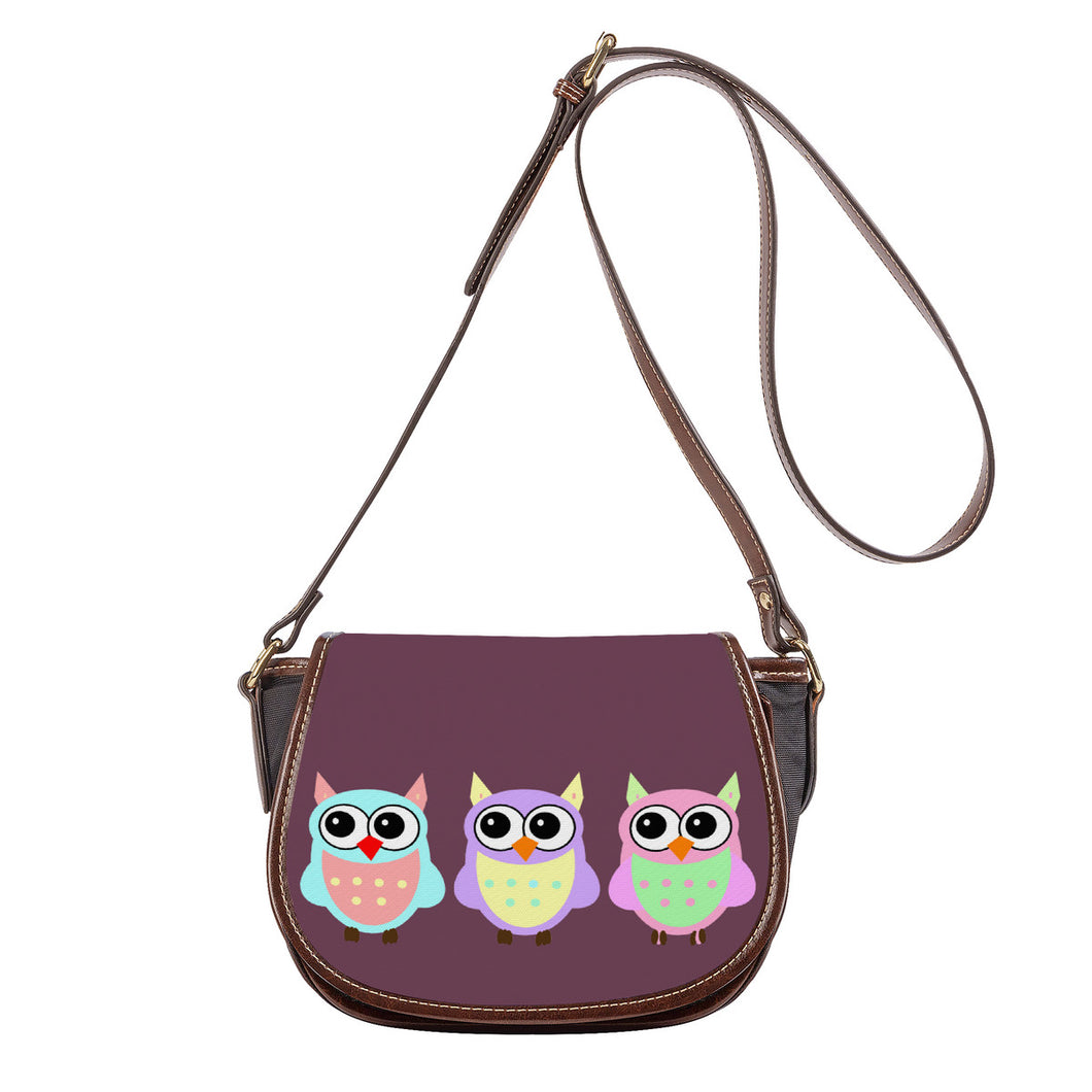 Ti Amo I love you - Exclusive Brand - Brownish Purple - 3 Owls -  Saddle Bag