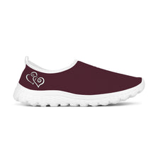 Load image into Gallery viewer, Ti Amo I love you - Exclusive Brand - Livid Brown 2 - Double White Heart - Women&#39;s Mesh Running Shoes - White Soles
