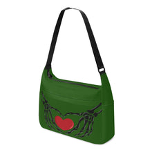 Load image into Gallery viewer, Ti Amo I love you - Exclusive Brand - Green House - Skeleton Heart Hands  -  Journey Computer Shoulder Bag
