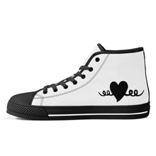 Load image into Gallery viewer, Ti Amo I love you - Exclusive Brand - White - Black Heart High-Top Canvas Shoes - Black Soles
