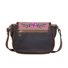 Load image into Gallery viewer, Ti Amo I love you - Exclusive Brand - Puce - Pink Floral Pattern -  Saddle Bag
