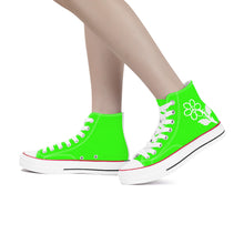 Load image into Gallery viewer, Ti Amo I love you - Exclusive Brand - Florescent Green - White Daisy - High Top Canvas Shoes - White  Soles
