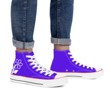 Load image into Gallery viewer, Ti Amo I love you - Exclusive Brand - Dark Purple - White Daisy - High Top Canvas Shoes - White  Soles
