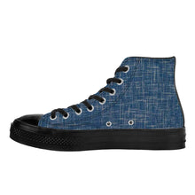 Load image into Gallery viewer, Ti Amo I love you - Exclusive Brand - Dark Grey Blue Denim - Angry Fish - High Top Canvas Shoes - Black  Soles
