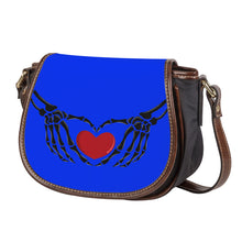 Load image into Gallery viewer, Ti Amo I love you - Exclusive Brand  - Blue Blue Eyes - Skeleton Hands with Heart - Saddle Bag
