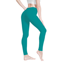 Load image into Gallery viewer, Ti Amo I love you - Exclusive Brand - Viridian Green - Double White Heart - Womens / Teen Girls  / Womens Plus Size  - Yoga Leggings - Sizes XS-3XL
