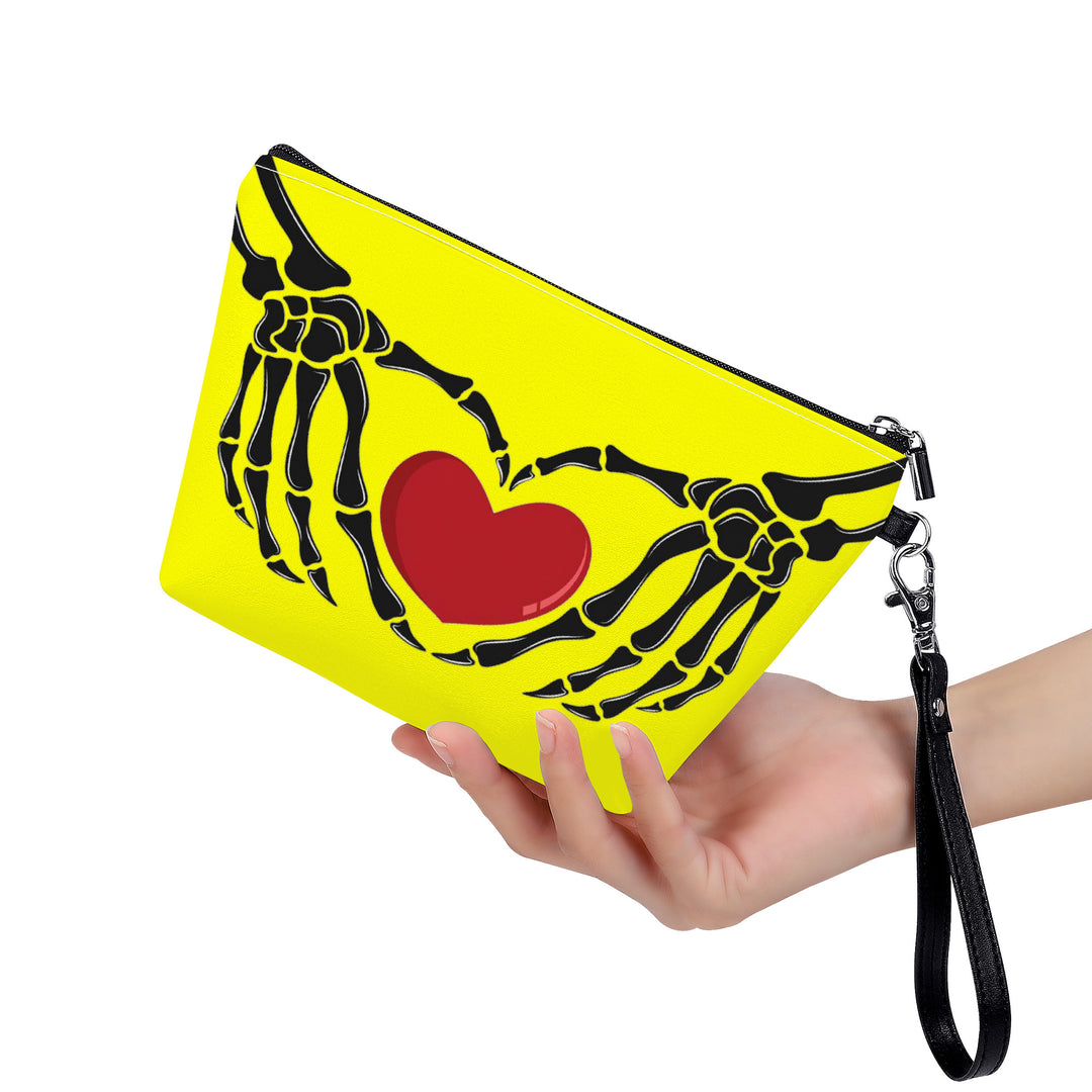 Ti Amo I love you - Exclusive Brand - Yellow - Skeleton Hands with Heart - Sling Cosmetic Bag