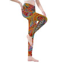 Load image into Gallery viewer, Ti Amo I love you - Exclusive Brand - Red Stage Paisley -  Yoga Leggings
