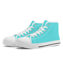 Load image into Gallery viewer, Ti Amo I love you - Exclusive Brand - Medium Turquoise Blue - High-Top Canvas Shoes - White Soles
