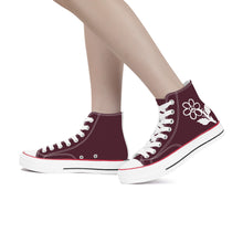 Load image into Gallery viewer, Ti Amo I love you - Exclusive Brand - Livid Brown - White Daisy - High Top Canvas Shoes - White  Soles
