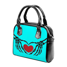 Load image into Gallery viewer, Ti Amo I love you  - Exclusive Brand  - Aqua / Cyan - Skeleton Hands with Heart - Shoulder Handbag
