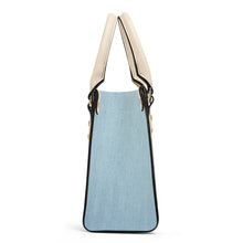 Load image into Gallery viewer, Ti Amo I love you - Exclusive Brand - Powder Blue Denim - Luxury Womens PU Tote Bag - Cream Straps
