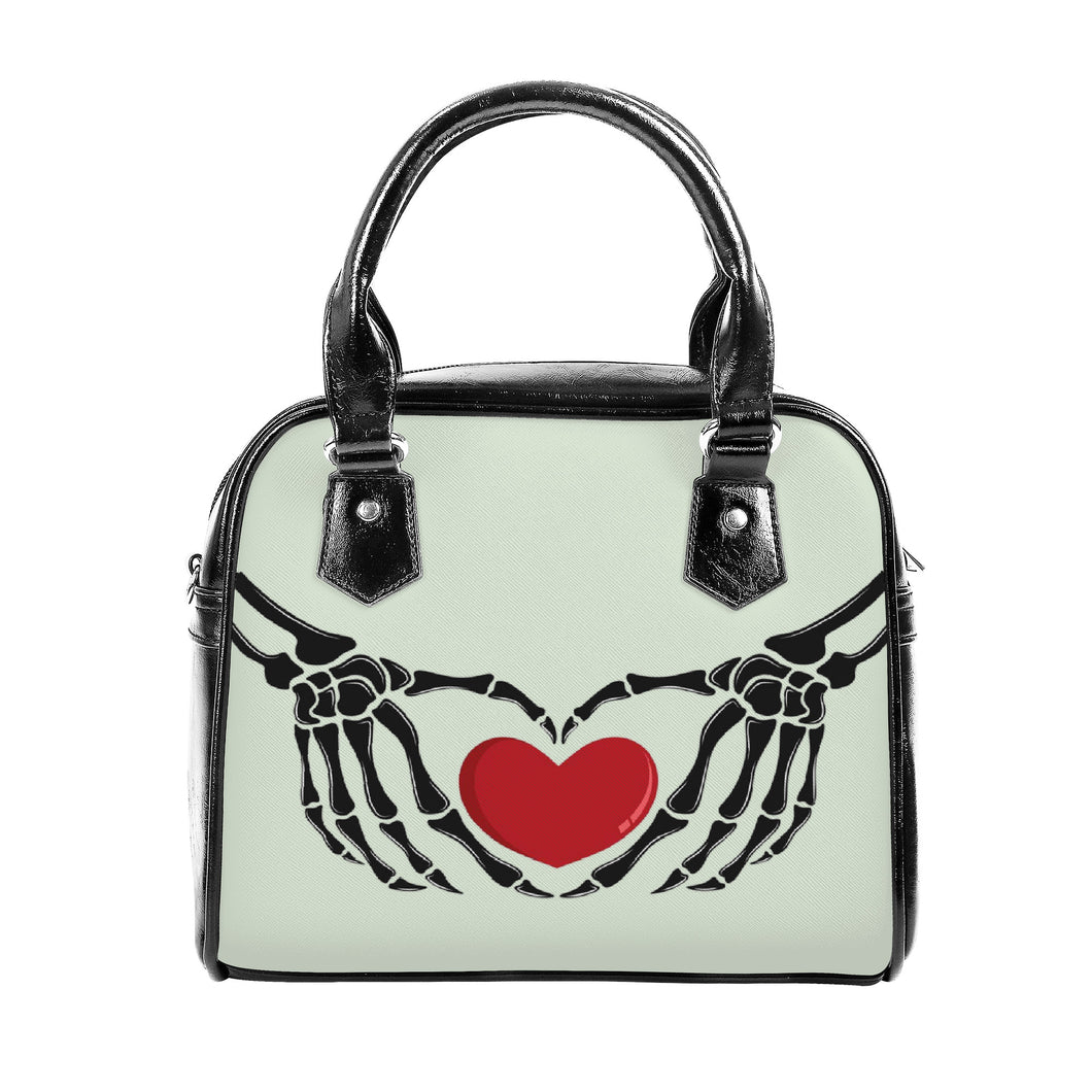 Ti Amo I love you  - Exclusive Brand - Periglacial Blue - Skeleton Hands with Heart - Shoulder Handbag