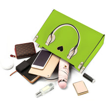 Load image into Gallery viewer, Ti Amo I love you - Exclusive Brand - Kiwi Green - Luxury Womens PU Tote Bag - Cream Straps
