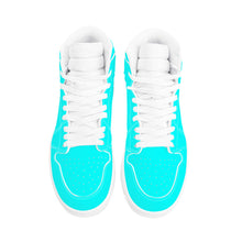 Load image into Gallery viewer, Ti Amo I love you - Exclusive Brand  - Aqua / Cyan - Skeleton Hands with Heart - High Top Synthetic Leather Sneaker
