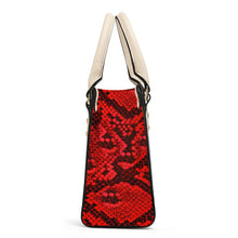 Load image into Gallery viewer, Ti Amo I love you - Exclusive Brand - Red Snake Skin - Luxury Womens PU Tote Bag - Cream Straps
