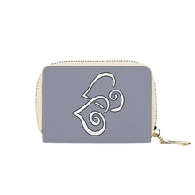 Load image into Gallery viewer, Ti Amo I love you - Exclusive Brand - Manatee Gray - Double White Heart - PU Leather - Zipper Card Holder
