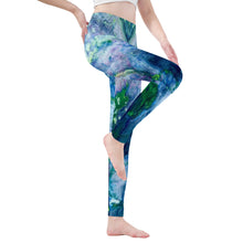 Load image into Gallery viewer, Ti Amo I love you - Blue / Green Universe -  Yoga Leggings
