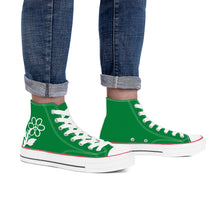 Load image into Gallery viewer, Ti Amo I love you - Exclusive Brand - Fun Green - White Daisy - High Top Canvas Shoes - White  Soles
