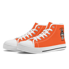 Load image into Gallery viewer, Ti Amo I love you - Exclusive Brand - Orange - Mama Skeleton - CREEP IT REAL - High-Top Canvas Shoes - White Soles
