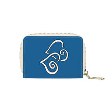 Load image into Gallery viewer, Ti Amo I love you - Exclusive Brand - Matisse Blue - Double White Heart - PU Leather - Zipper Card Holder
