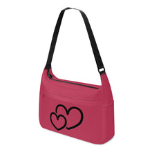 Load image into Gallery viewer, Ti Amo I love you - Exclusive Brand  - Viva Magenta - Double Black Heart - Journey Computer Shoulder Bag
