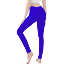 Load image into Gallery viewer, Ti Amo I love you - Exclusive Brand - Violet Blue - Double White Heart -Womens / Teen Girls / Womens Plus Size - Yoga Leggings - Sizes XS-3XL
